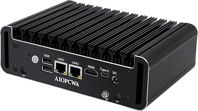 Fanless Mini PC, Industrial Commercial Embedded PC, Intel Celeron N5105, 2x 2.5GbE i225V LAN, 2x COM RS232 Serial Port, 7/24 Silent Fanless Industrial Mini PC, 8GB RAM 256GB SSD, WinOS Linux