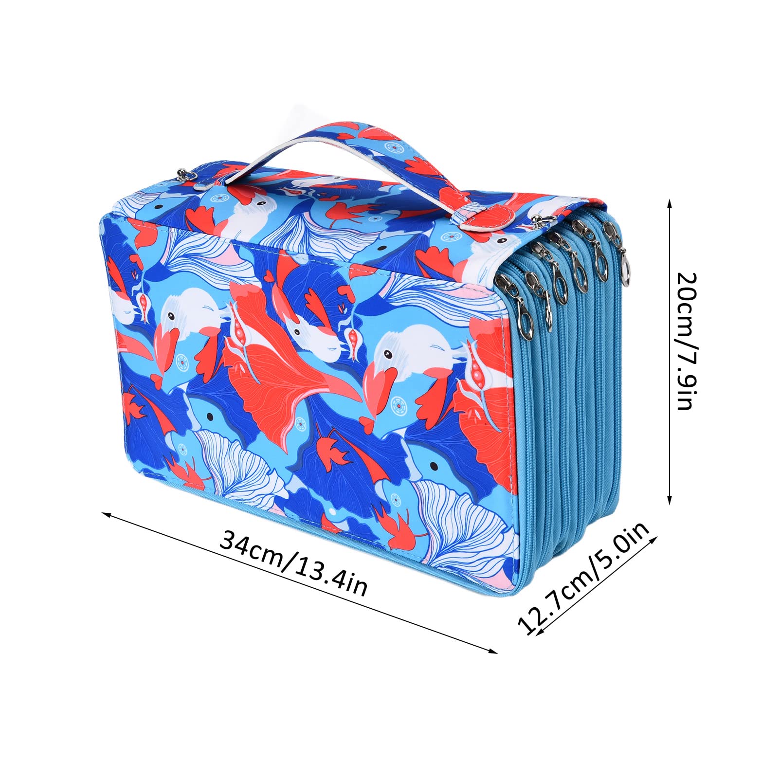 Pilipane Astuccio per matite di grande capacità 120 slot Squisita fattura Astuccio rosa portatile leggero e resistente all'usura per studenti Artisti Ufficio scolastico Tessuto Oxford 34 cm (Blu)