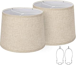 Annadue Fabric Lampshade, 2 Sets Linen Lampshade for Table Lamp Floor Lamp, Hole with Harp Stand, Style Light Shade for Living Room Bedroom (Linen)