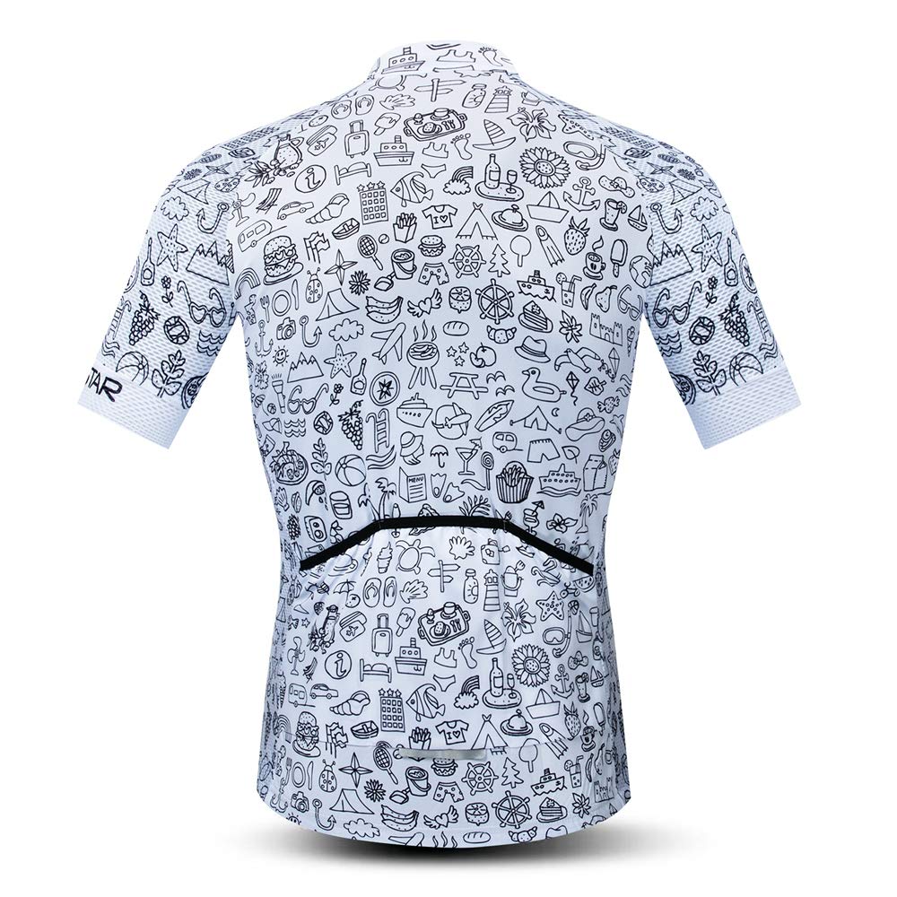 Mens Cycling Jersey Shirt,2020 Short Sleeve Bike Jersey Riding Tops Outdoor MTB Cycling Clothing, Point White, XX-Large