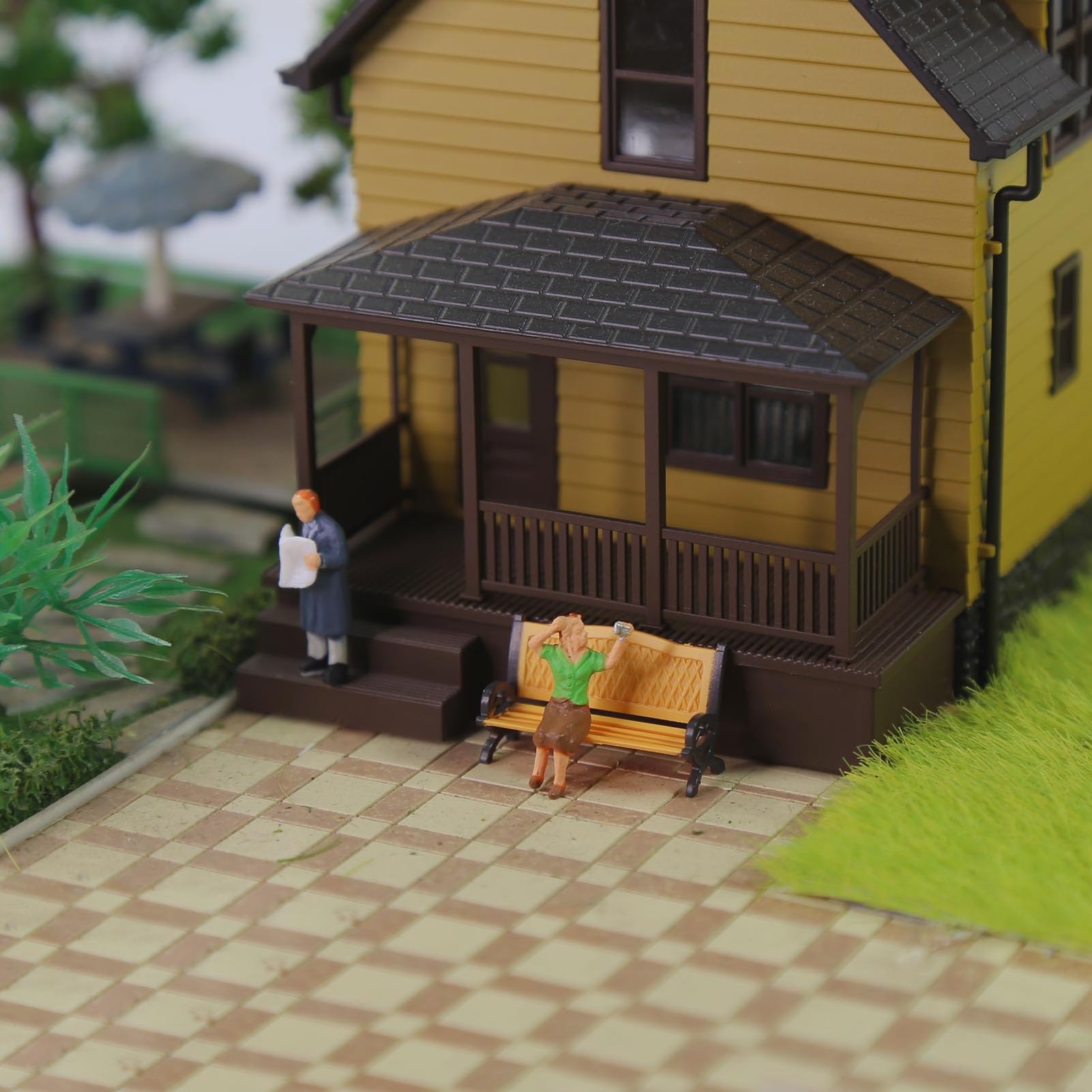 Evemodel 12pcs 1:87 Scale Model Benches for H0 Gauge Railway Leisure Chair Bonsai Decor (C Orange) - Image 3