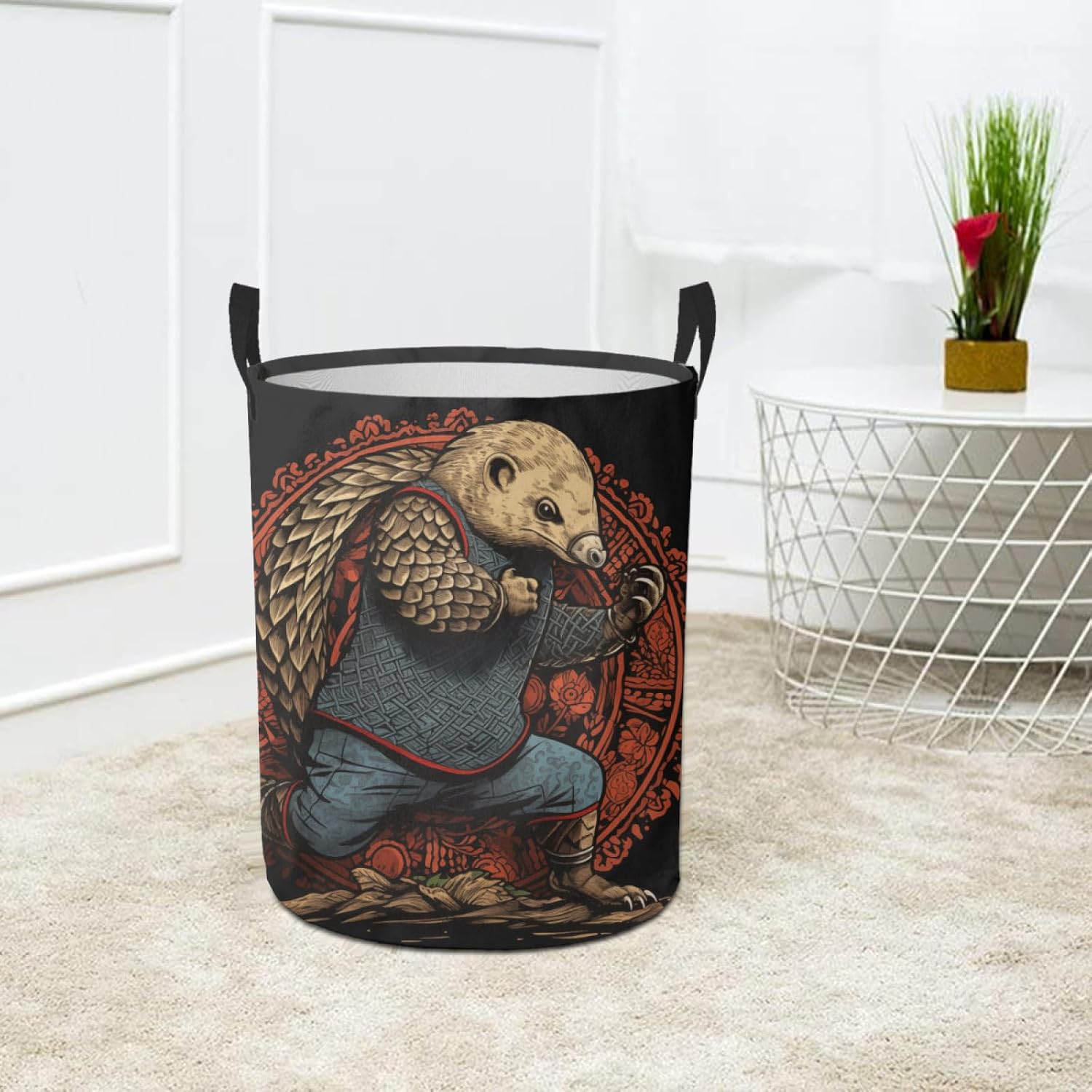 Pangolin Martial Funny Waterproof Foldable Storage Bin, Dirty Clothes Laundry Basket, Canvas Organizer Basket for Laundry Hamper, Toy Bins, Gift Baskets, Bedroom, Clothes, Kids Hamper image 5