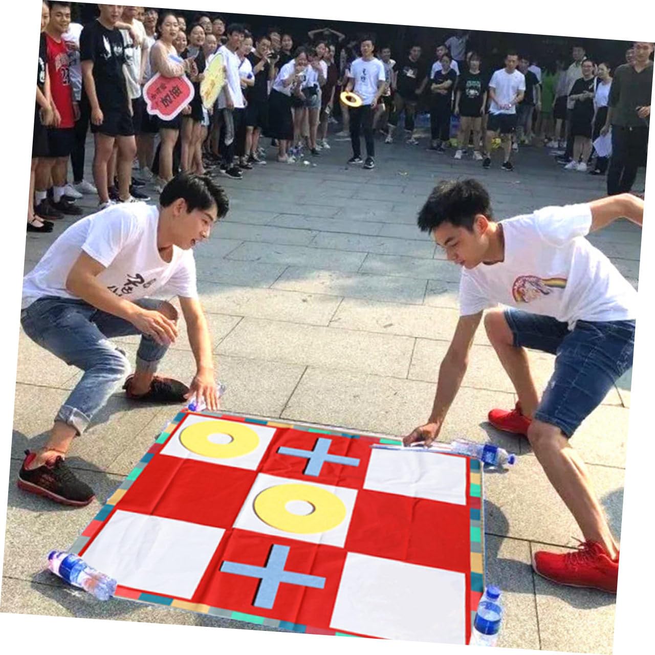 Yardwe Juego de Dedos Gigantes con Tapete de Tela para Exteriores E Interiores, Montaje Estable y Desmontaje Fácil, Adecuado para Juegos Familiares y Actividades al Aire Libre