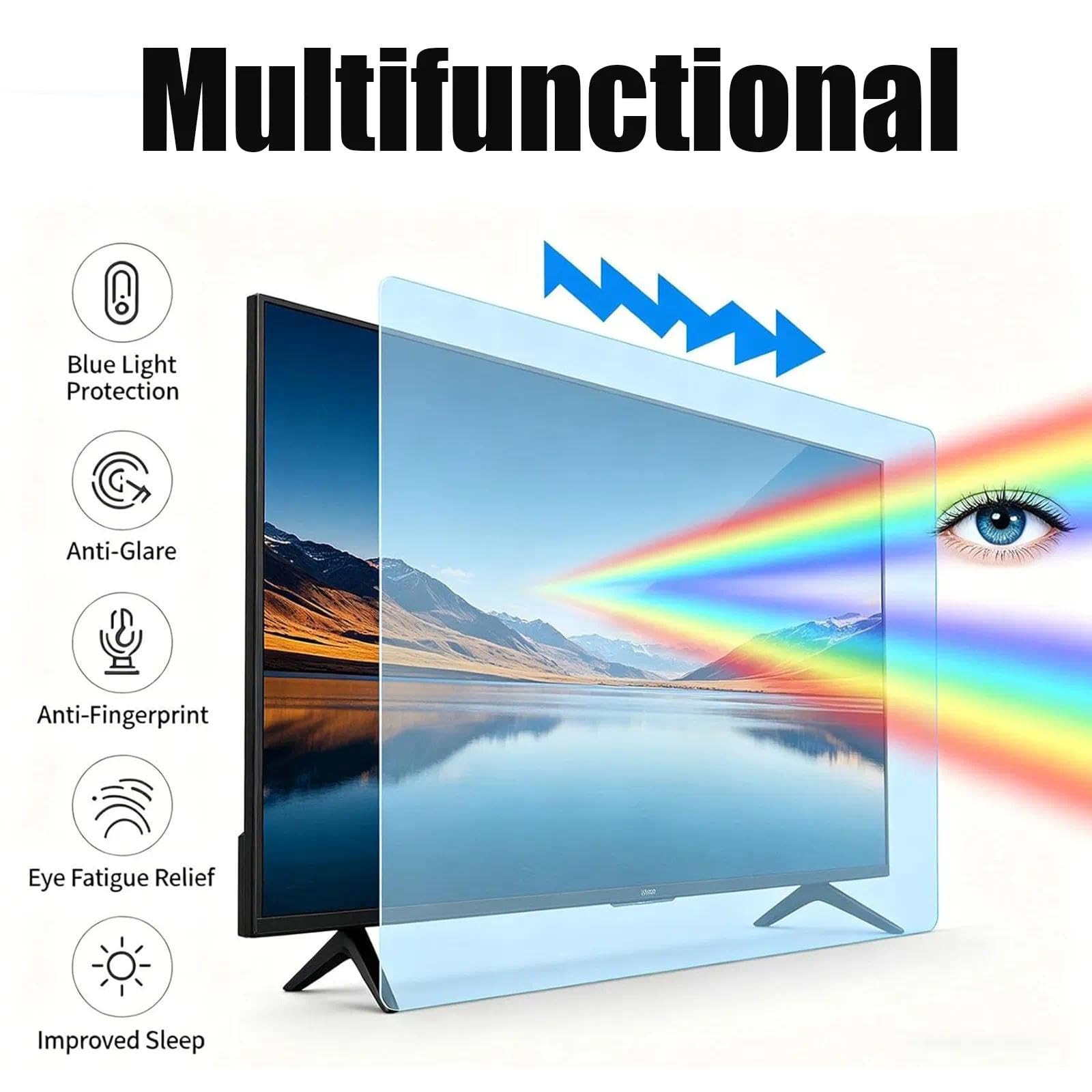 82-180 cm LED Smart TV ochraniacz ekranu odporna na zarysowania niebieskie światło antyrefleksyjna folia filtrująca zmiękcza światło i łagodzi zmęczenie oczu (bez ramki 152.4 cm)