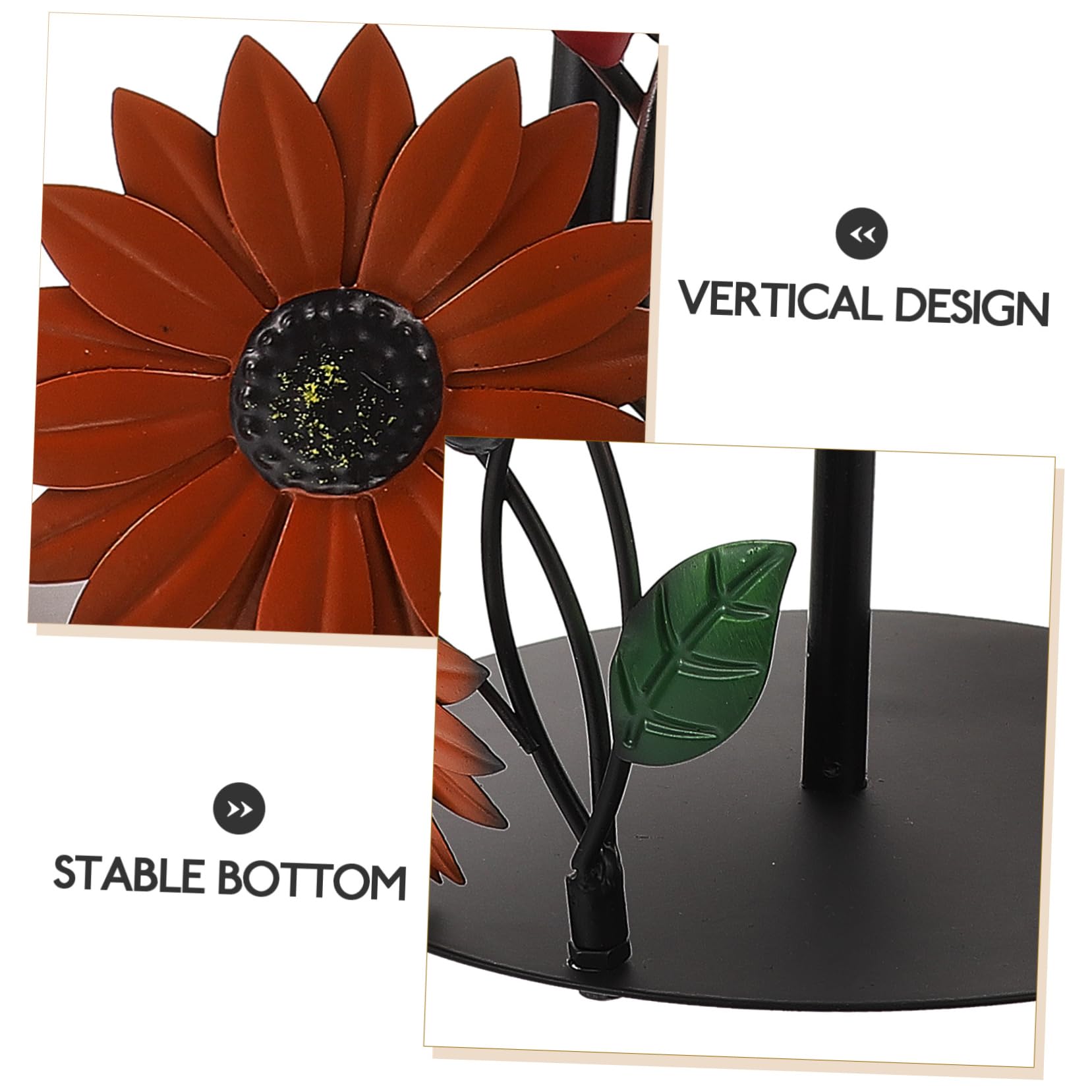 Homoyoyo Portarotolo da Cucina in Ferro, Design Girasole, Base Stabile, Decorativo, per Cucina e Soggiorno, Supporto Verticale per Pezzi di Carta