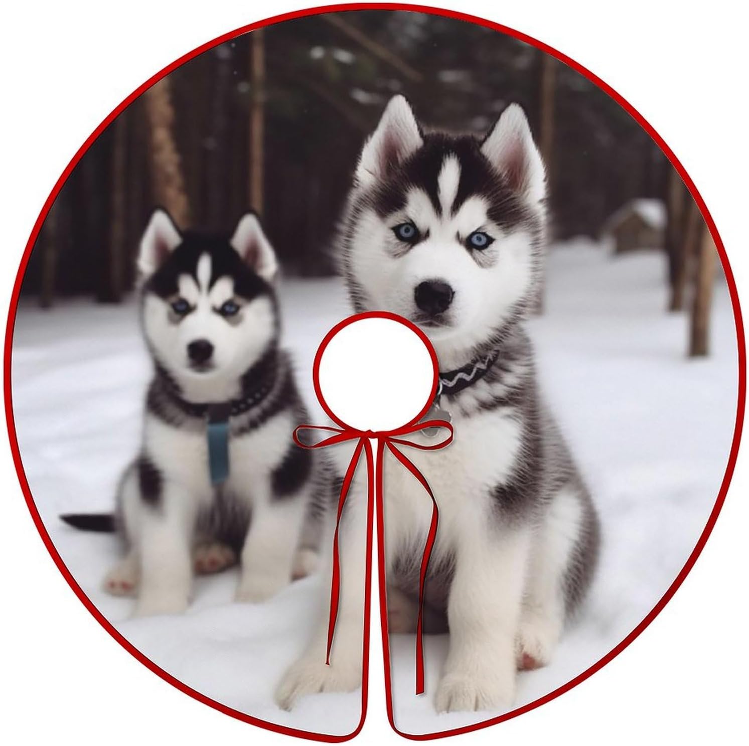 Christmas Tree SkirtAdorable Huskiesclassic Fashion Tree Skirt Painted Multifunctional Christmas Tree Skirt