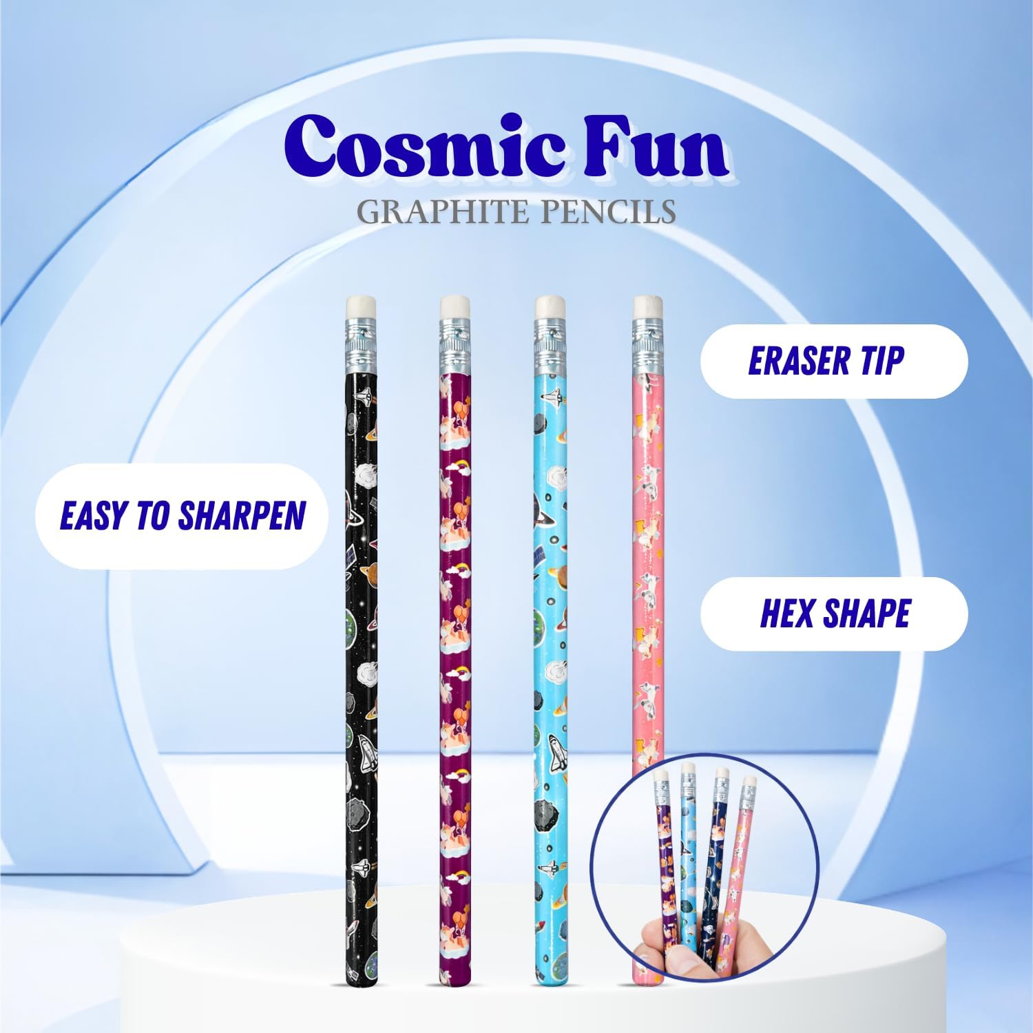 Cosmic Fun Pencils - Unicorn & Space Theme (50 Pack) -2