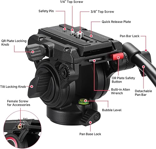 Miniatura 2 de Avella A154P Trípode, cámara de vídeo trípode monopie aleación de aluminio 78.3 pulgadas para Canon Nikon Sony Olympus Panasonic DSLR cámara