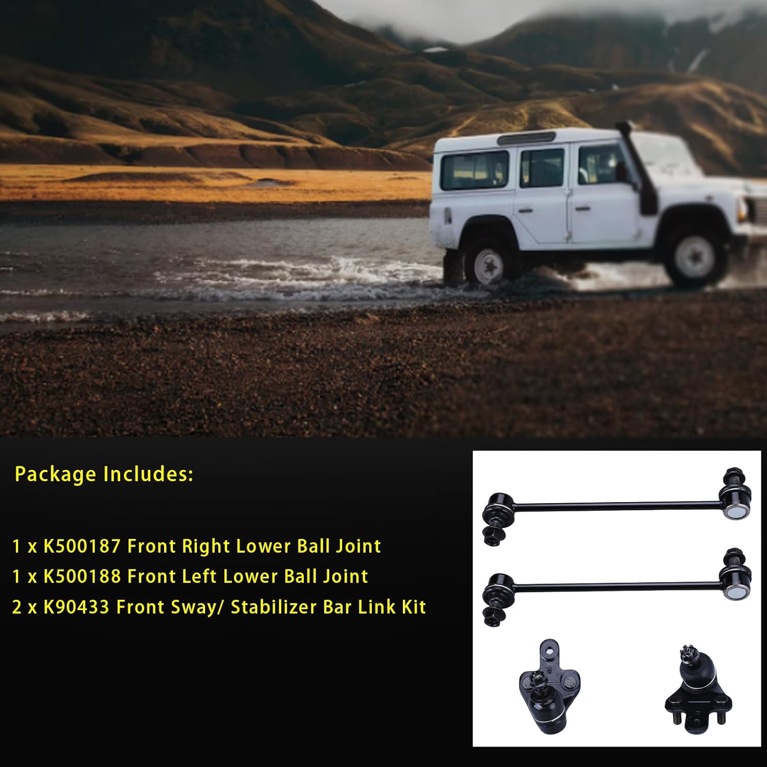 4pc Front Lower Ball Joints and Front Sway Bar Link Kit K500187 K500188 k90344 for Toyota Highlander 2008-2019, Venza 2009-2016, for Lexus RX350/RX450h 2010-2019, RX350L/RX450hL