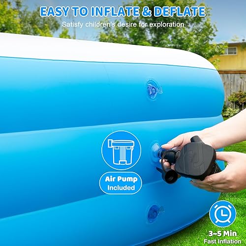 Miniatura 6 de Piscina inflable grande para adultos, 130 x 72 x 22 pulgadas, piscina inflable familiar de tamaño completo con inflador rápido, piscinas inflables 3