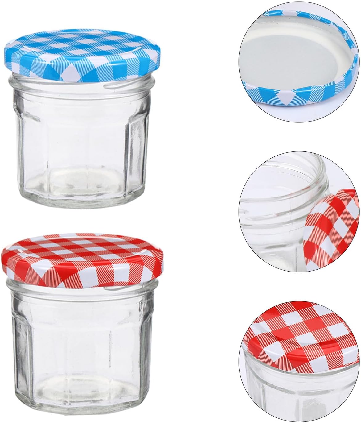 Luxshiny 12pcs Glass Jam Storage Bottles with Airtight Sealed Lids Thickened Glass Food Canisters for Honey Pickles Jelly and Pantry Organization