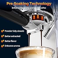 Vista 4 de Máquina de Espresso de 20 Bares con Pantalla Táctil, Cafetera de Espresso con Espumador de Leche Automático para Cappuccino y Latte, Cafetera