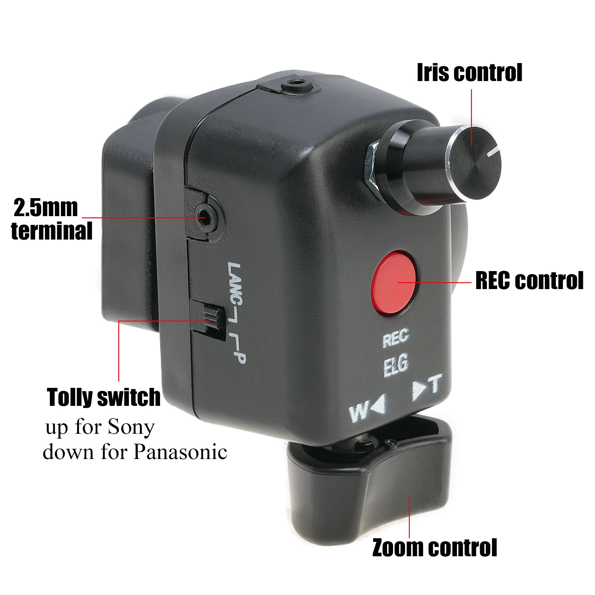 Fotga Videocámara 2.5 mm Lanc Control remoto IRIS/Zoom/Video Record Control para Sony HXR-NX800 PXW-Z200 PXW-Z90 Z100 Z150 Z190 Z1C Z7C FS5 FS7 II FS700 FX6 FX9 A1C para Panasonic cx2000 m HC-X1 500