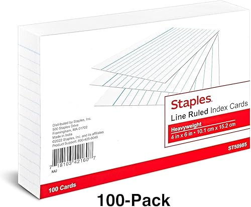 Miniatura 2 de Staples Tarjetas de índice de 4 pulgadas x 6 pulgadas, forradas, blancas, 300/cartón (ST50985-CCVS)