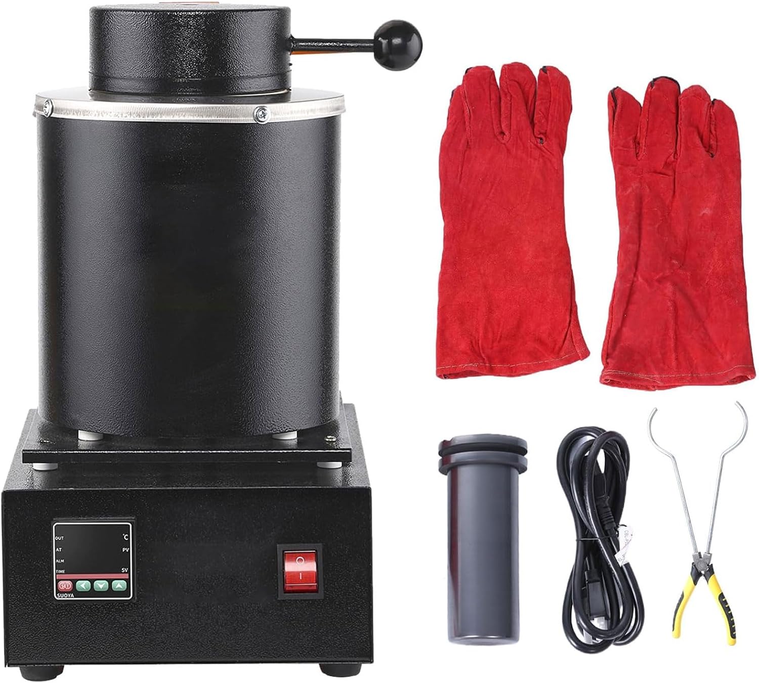 1500W/220V Portable Gold Melting Furnace, 1150℃ Medium Frequency Gold Equipment with Graphite Crucible, 20-35min Melting time, for Gold, Silver, Copper, Aluminum, tin