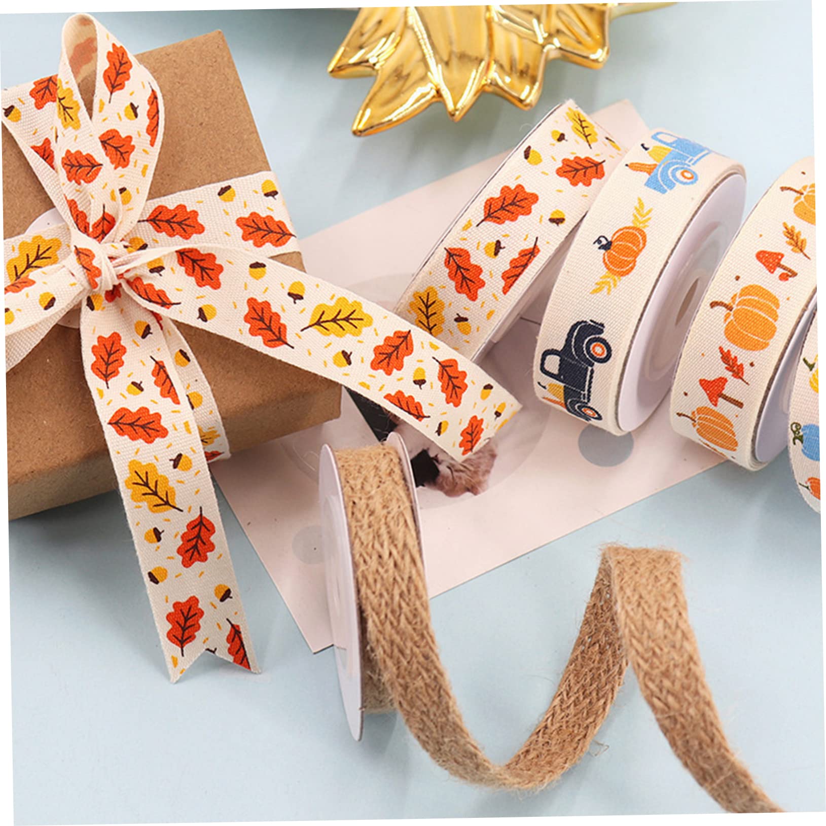 VILLCASE 15 Rollen Thanksgiving Gurtband Bauernhausband Kranz Bastelband Weihnachtsbänder Für Grünes Hochzeitsgirlande Thanksgiving Bänder Zum Basteln Polyester