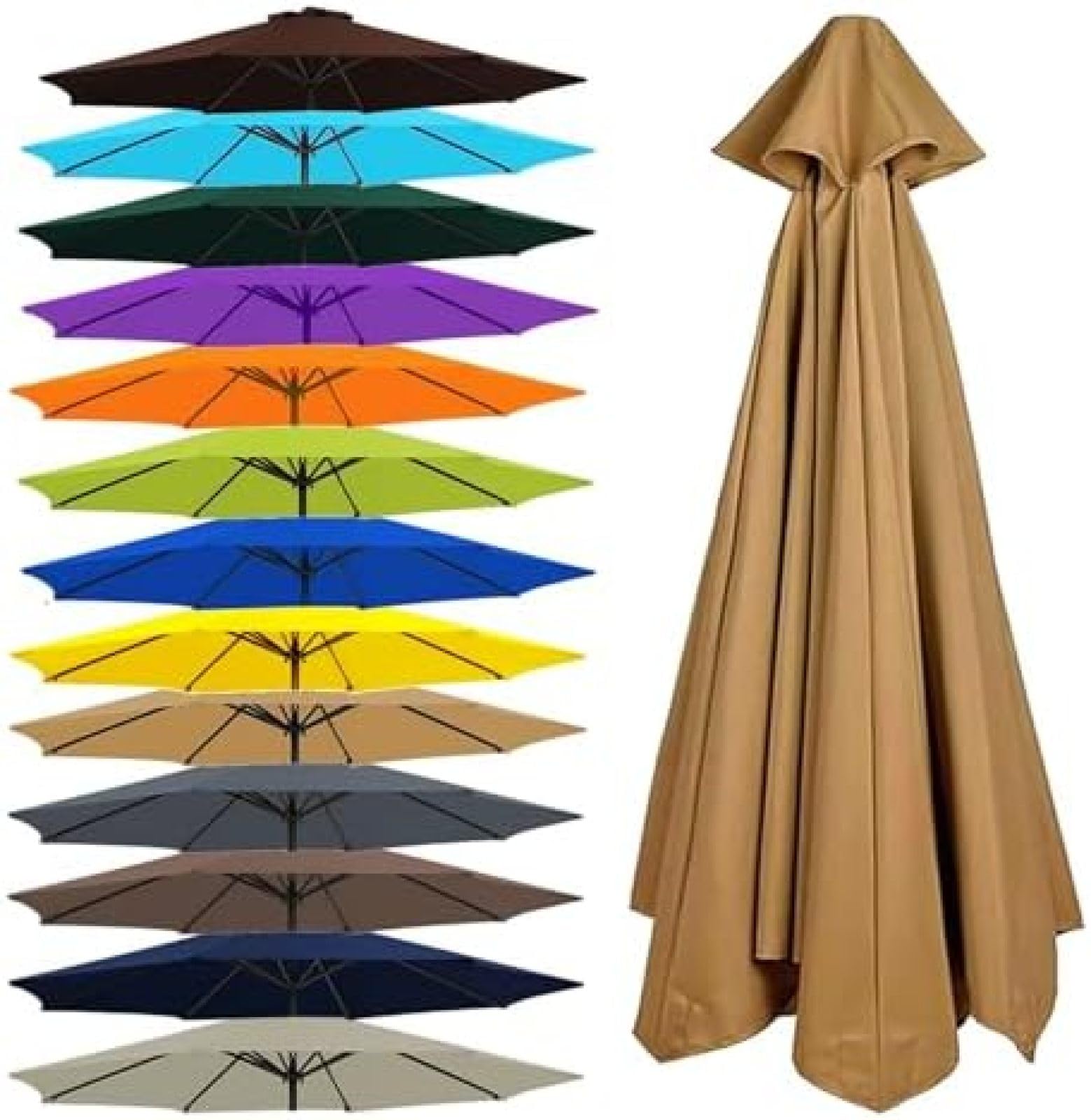 Parasol de Rechange Housses Pour Parasols de Jardin, 8 Bras, 4,0 m, Protection Uv, Convient Pour Terrasse Et Plage