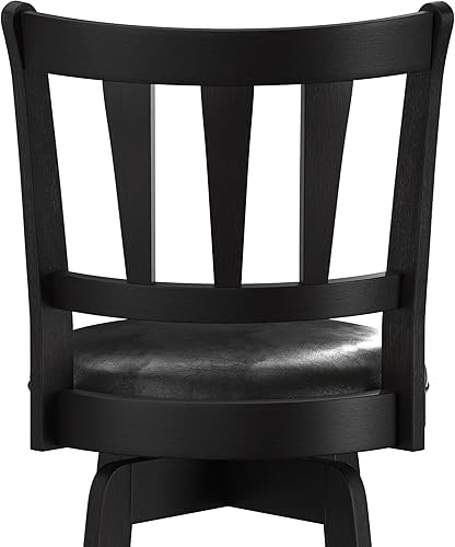 Miniatura 9 de Hillsdale Presque Isle Taburete giratorio de madera con asiento de piel sintética, altura de barra, color negro Negro -,gris (Aged