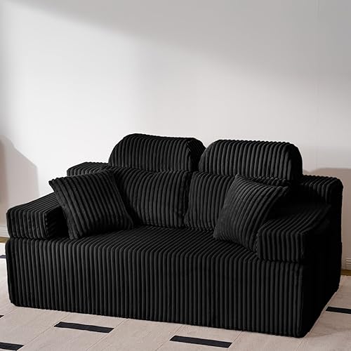Miniatura 17 de Sofá Seccional de 106'' con Respaldo Alto, Sofá Seccional Modular en Forma de L Convertible con Chaise Izquierdo o Derecho, Pana Nube, Sofás Sin