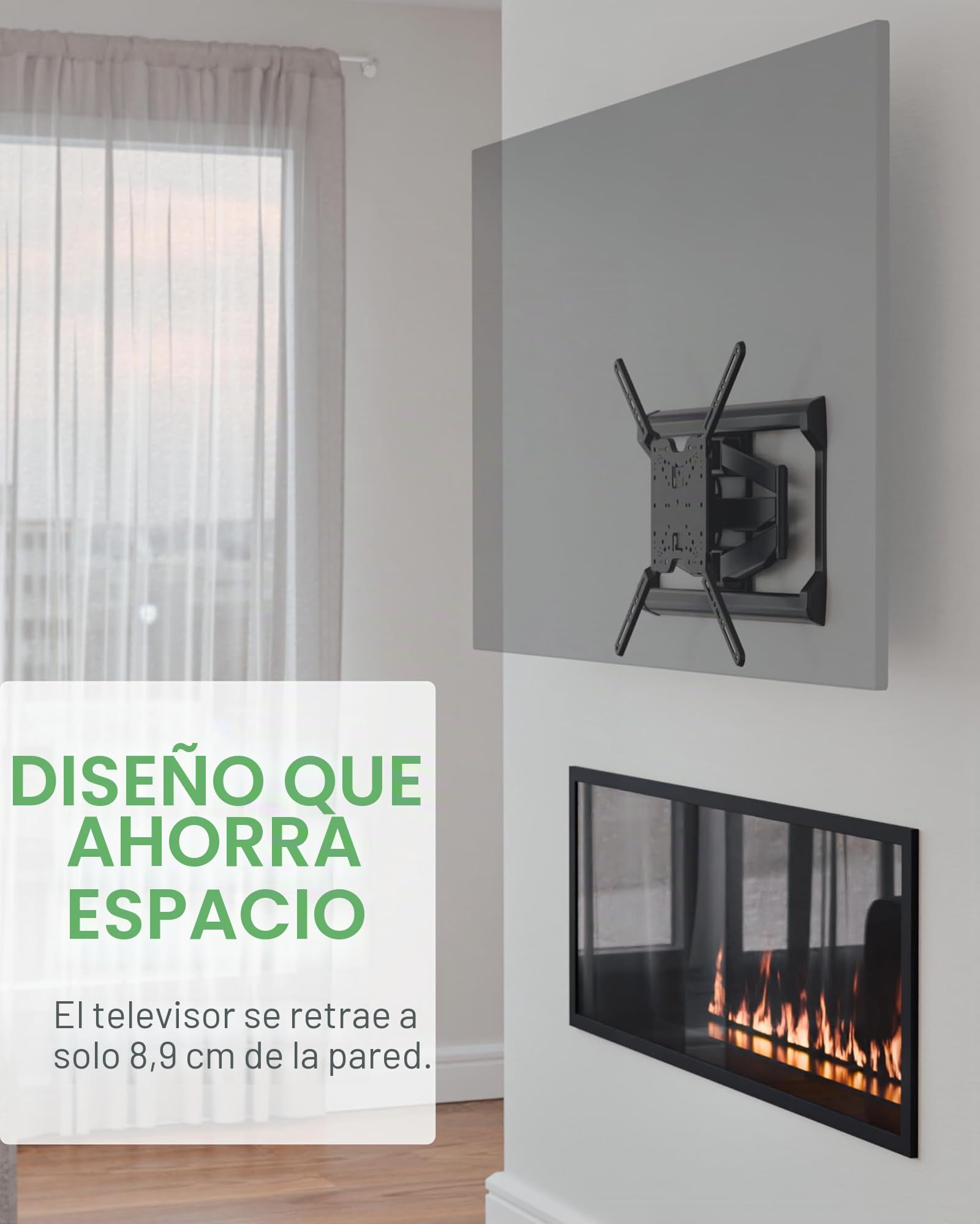 SANUS Soporte de Pared para TV de Movimiento Completo para televisores de hasta 90 Pulgadas, diseño Premium Que se extiende 24 Pulgadas con Giro e inclinación de la Punta del Dedo, fácil instalación