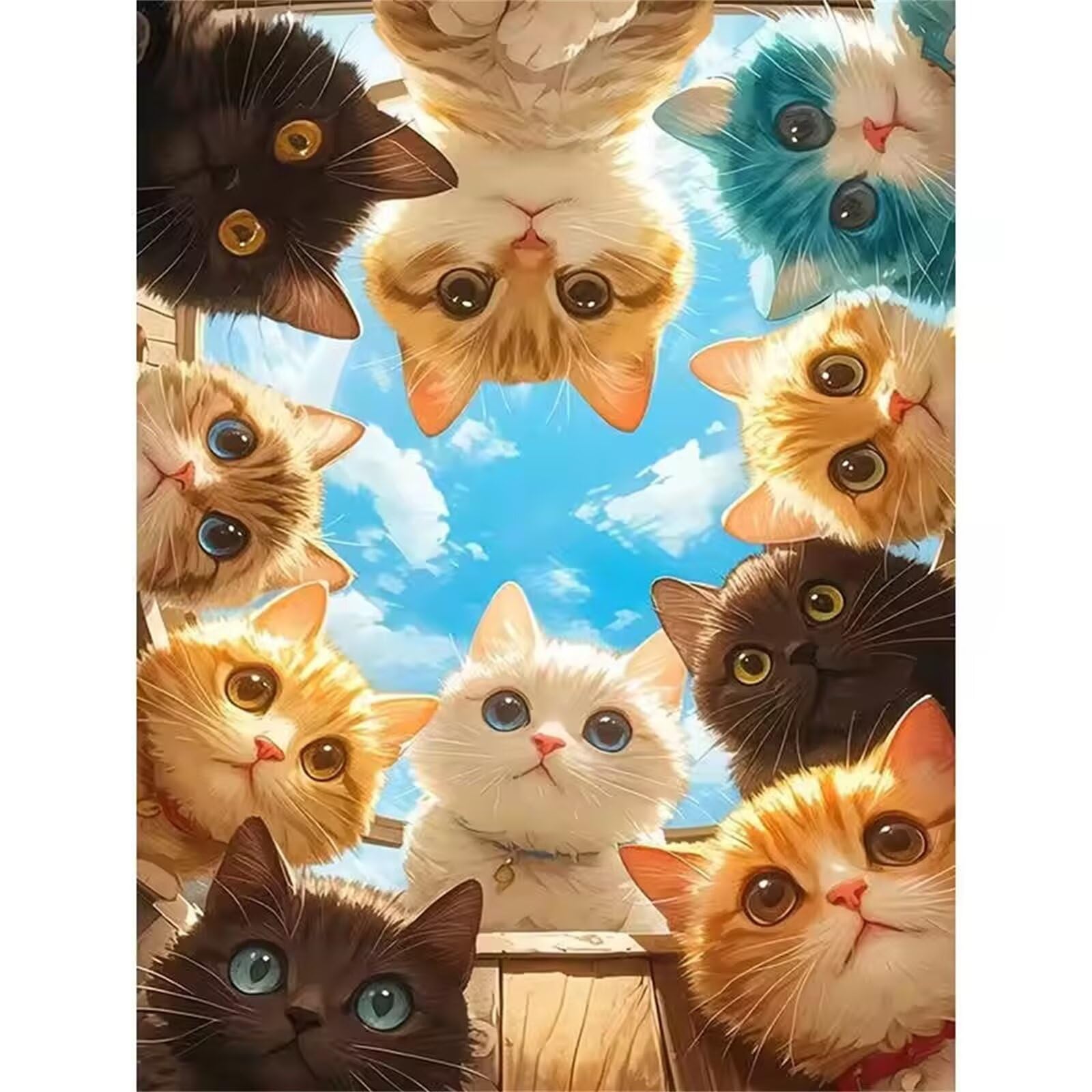 Kolorowe zwierzęta kot puzzle 1000 sztuk,Puzzle DIY dla dorosłych,Klasyczna łamigłówka dla dorosłych Kreatywna rozrywka, wymagające gry