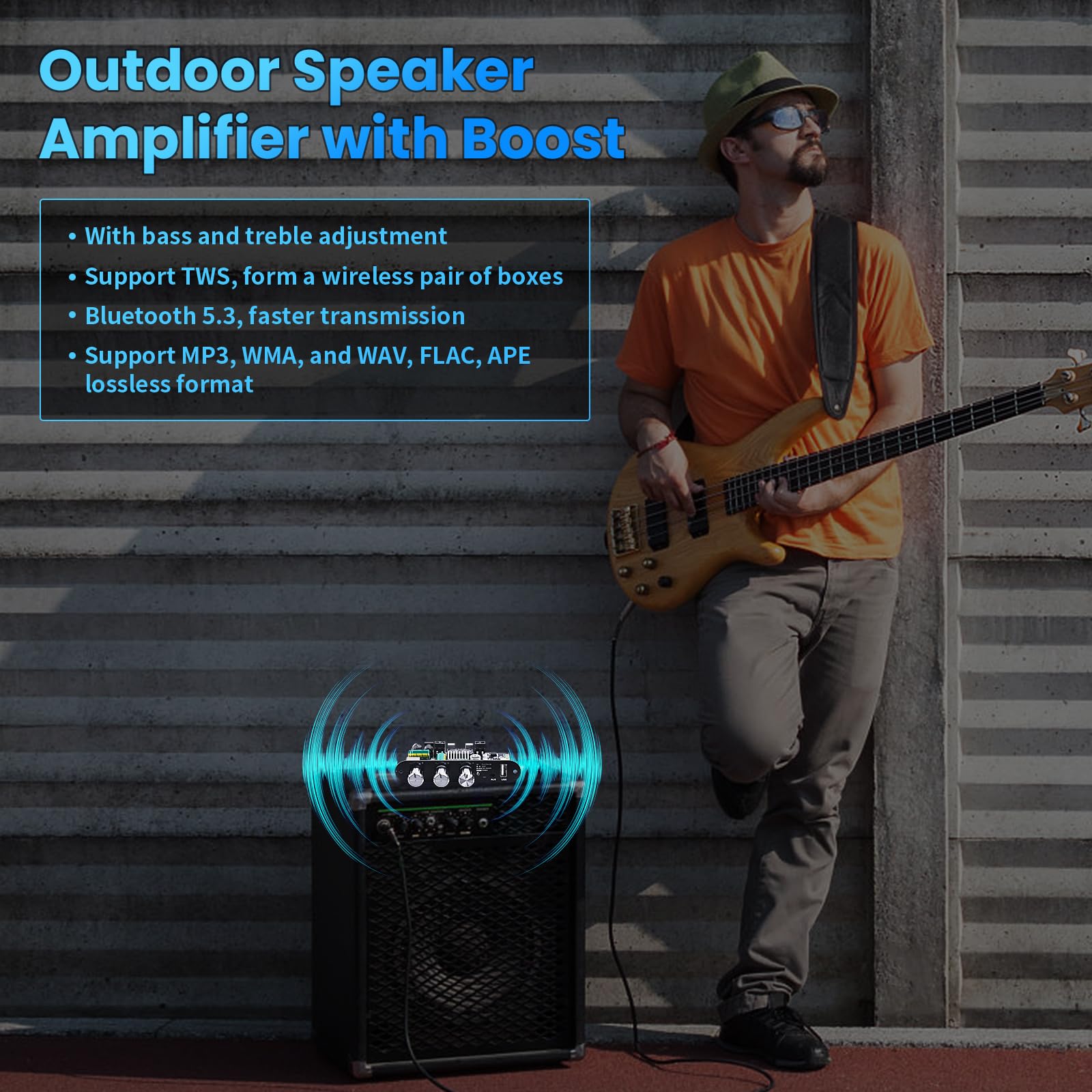 2 amplificatori HiFi ZK-1001U con Bluetooth 5.3, 100 W, amplificatore audio mono | Modulo amplificatore audio stereo per casa/esterno, con ingresso TB/USB/AUX, circuito amplificatore DC 9-24 V