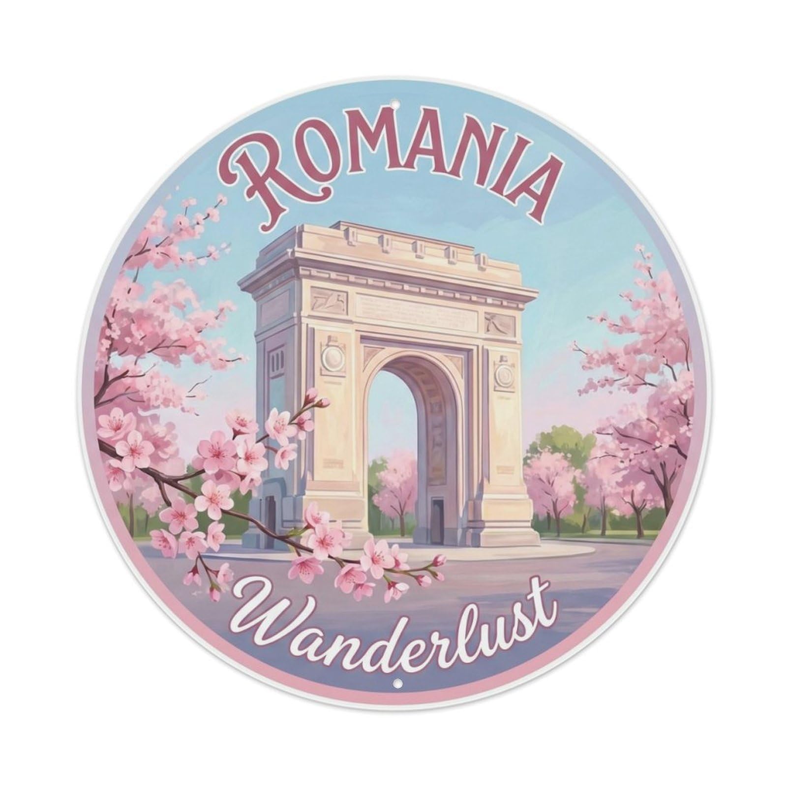 Fqcyn Style Vintage Travel Romania Triumph Wanderlust Metal Tin Sign