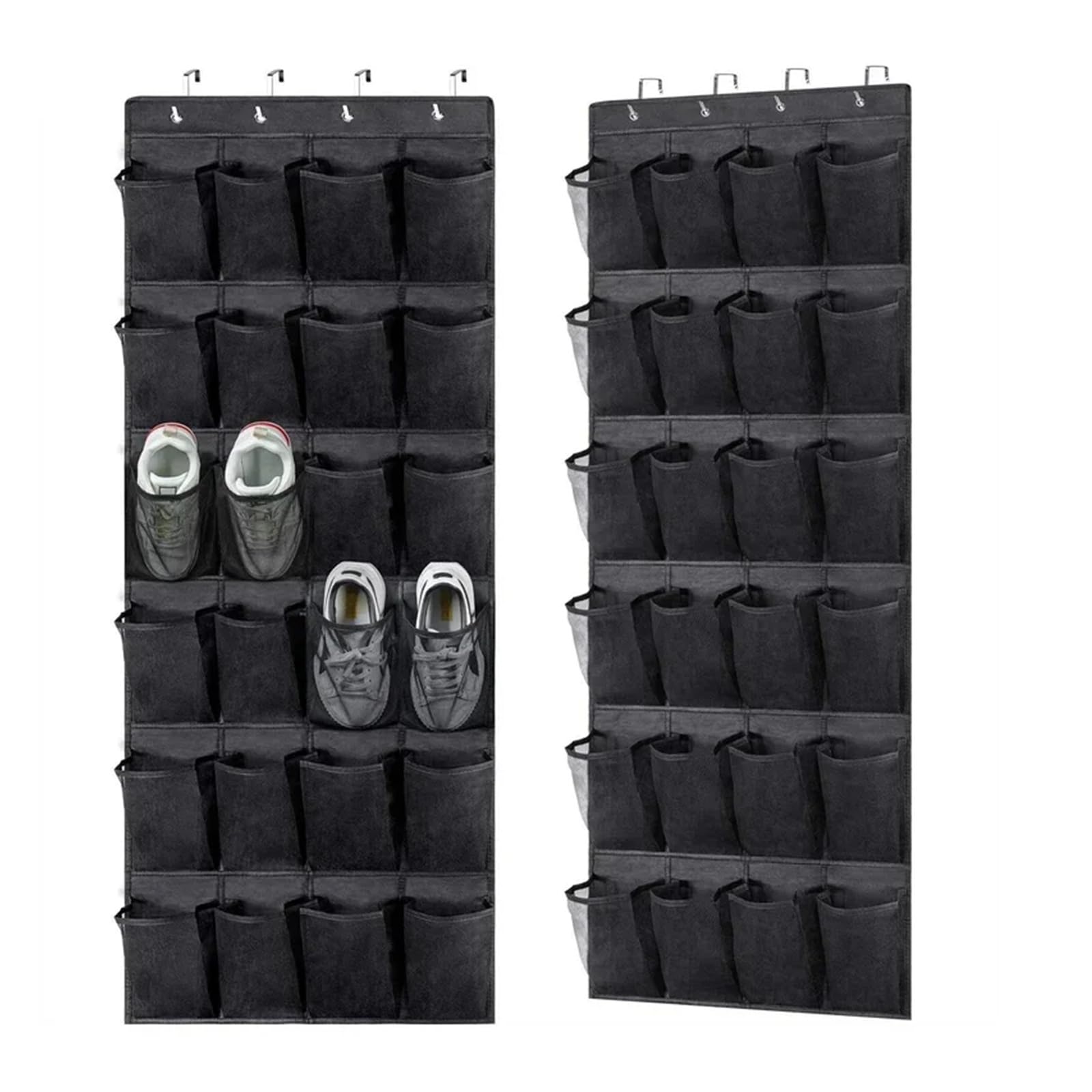 24-siatkowy organizer ścienny na drobiazgi, materiałowy stojak do przechowywania torebek w szafie, kieszeń z siatki, przezroczysty, wiszący na drzwiach stojak na buty(White)
