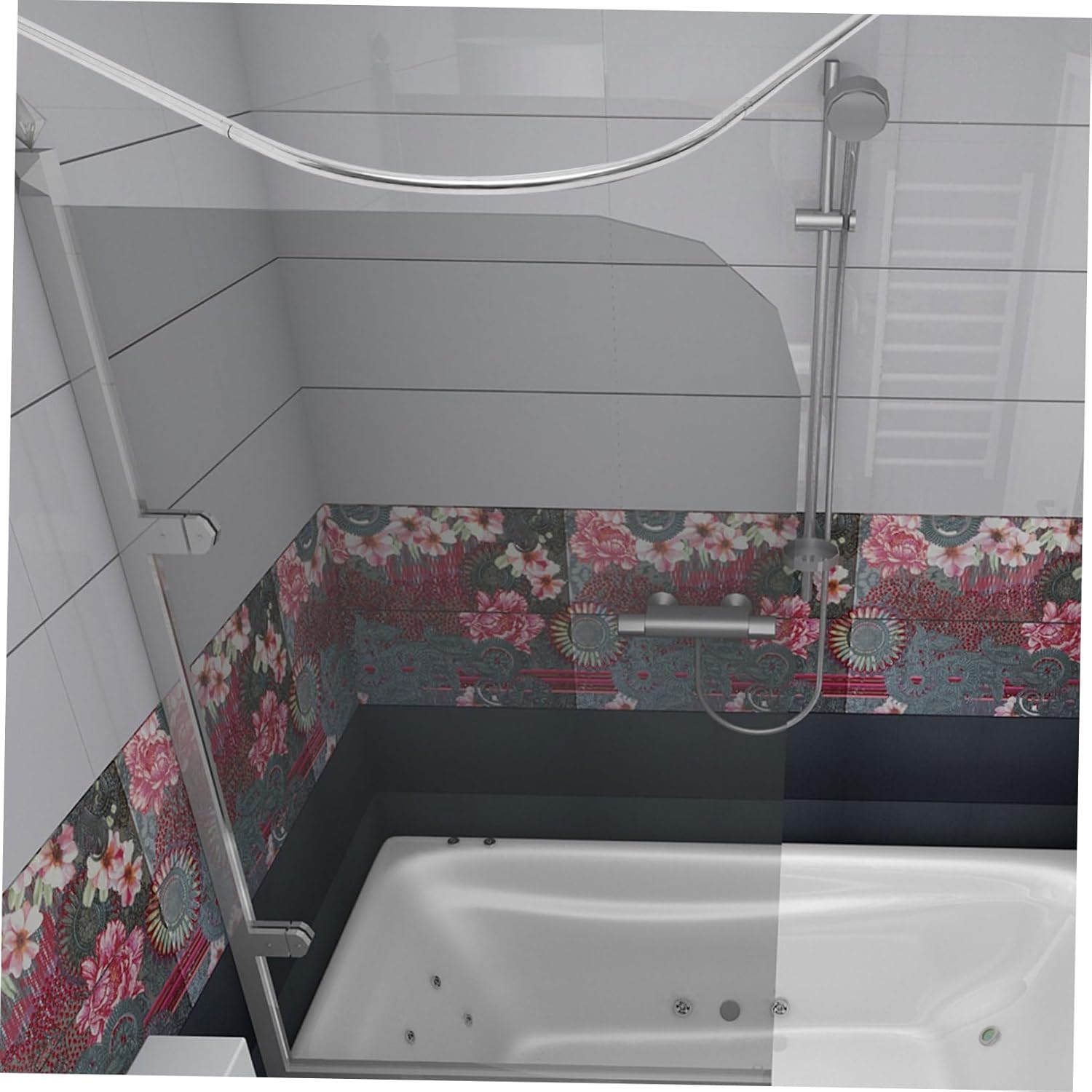 Alipis Curved Tension Curtain Rod Telescoping Rod for Shower Closet Use Design No Drilling Required Fits Various Spaces