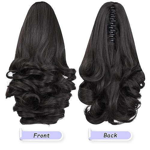 Miniatura 211 de Brown ponytail extension,16" claw clip hair extensions ponytail short curly hair ponytail Extension Natural Looking Synthetic Hairpiece for Women