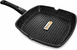 Cflagrant® Grillpfanne, 24 cm, in Steinoptik, abnehmbarer Griff, für alle Herde, auch Induktionsherd, ohne PFOA (Perfluoroctansäure), Braten ohne Fett, Greblon-Beschichtung C3+, deutsche Technologie