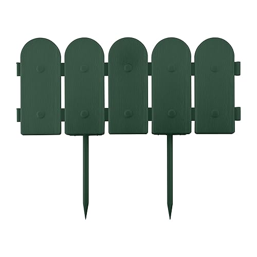 Evelyne Garden Border Edging: Wooden Fence Design - 16pcs Green