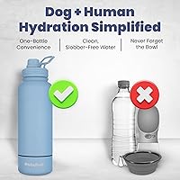 Vista 2 de Botella de agua para perros para amantes de los perros - Botella de agua aislada de acero inoxidable de 32 oz con doble pared con cuenco desmontable