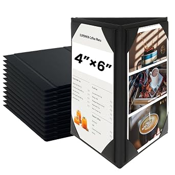 12 Pack Table Tent Triangle Menu Holders 4x6 Inch, 3-Sided PU Leather Menu Covers for Restaurant, Bar, Cafe, Wedding