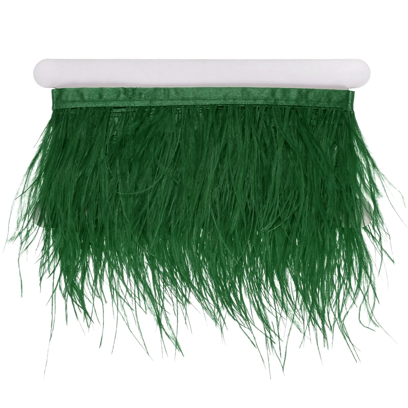 M METERXITY Ostrich Feather Trim Fringe, 2 Yards 3-4" Natural Fluffy Feather Trim for Crafting/DIY Sewing/Party Clothing/Wedding Dress Decoration/Dream Catcher [Dark Green]