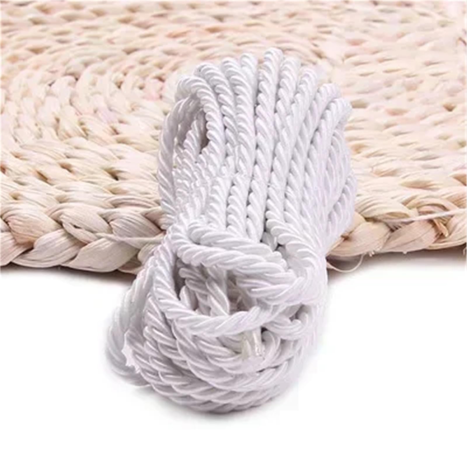 Polyester Rope 2Pcs 3 Shares Twisted Rope Polyester Braided Cords Garment Bag Strap Decor Ropes DIY Home Textile Sewing Accessories(White)
