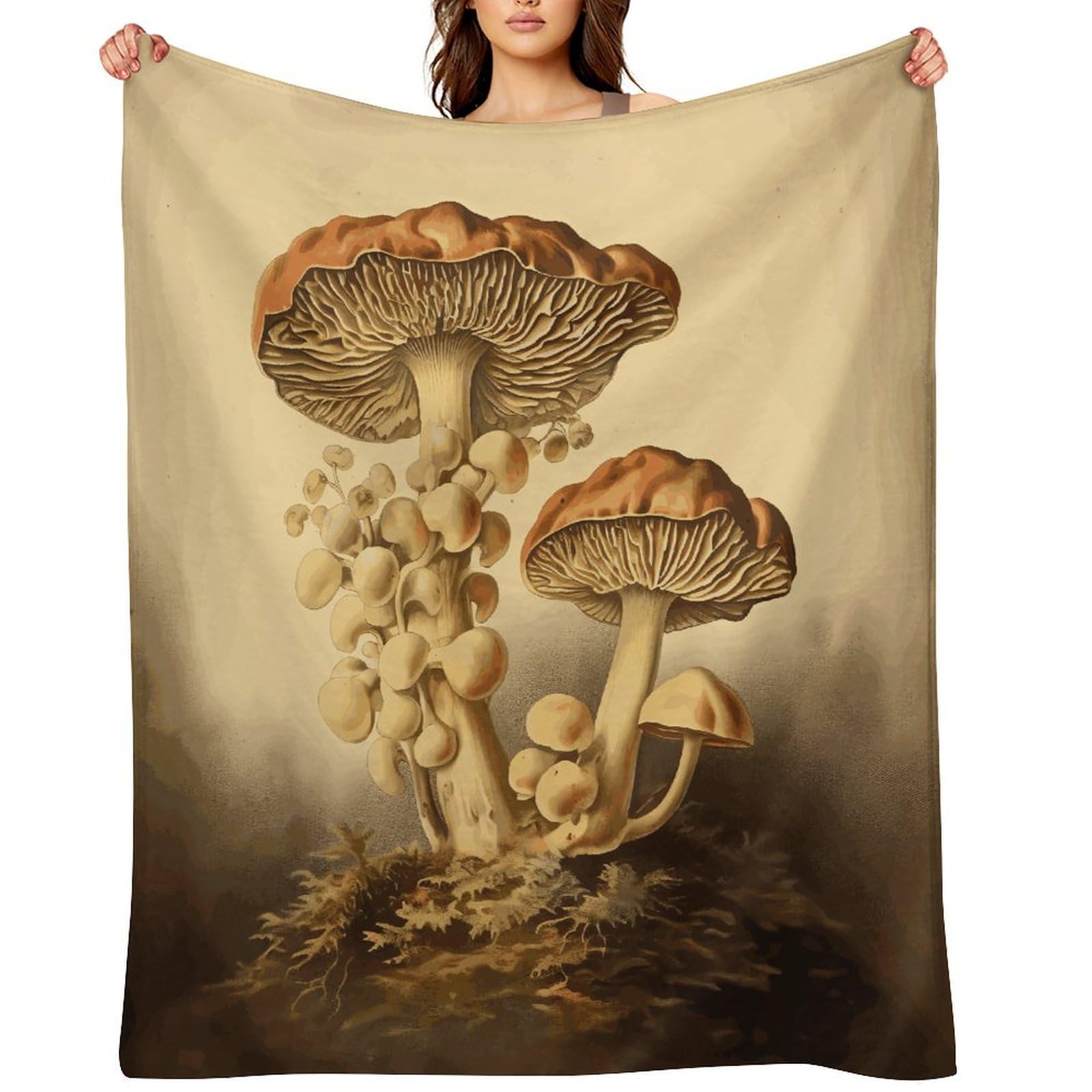 Vintage Mushrooms Blankets Flannel Soft Blanket for Couch Warm Cozy Throw Blankets Fashion Bed Blanket Thick Bath Towel Bedspread Tapestry for Home Supplies Gift 40"x50"