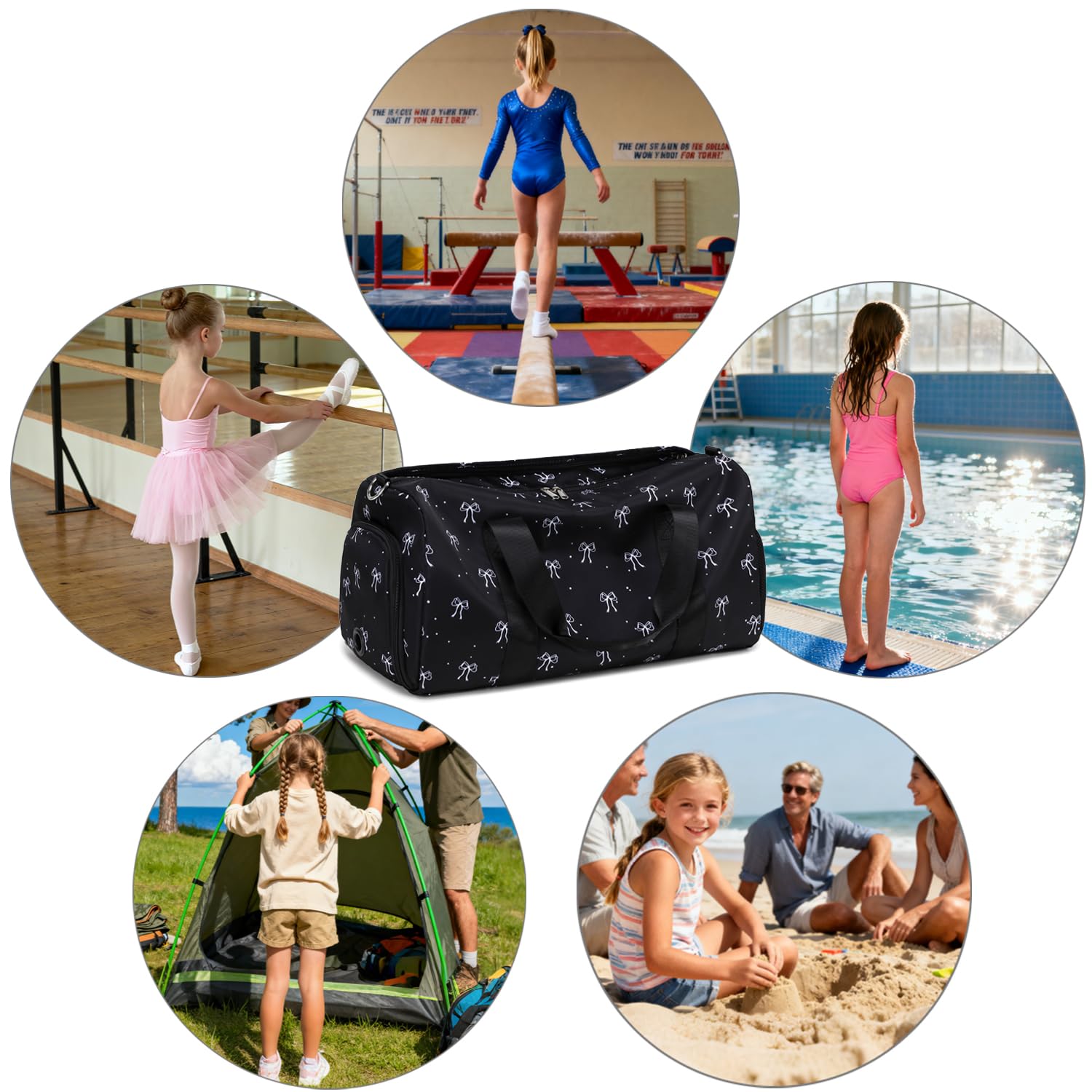Kimwadalh Borse Sportiva Bambina Tote da Palestra Bambina Borsa da Viaggio Borsa da Palestra Ragazze Borsa da Sportiva Borsone Viaggio