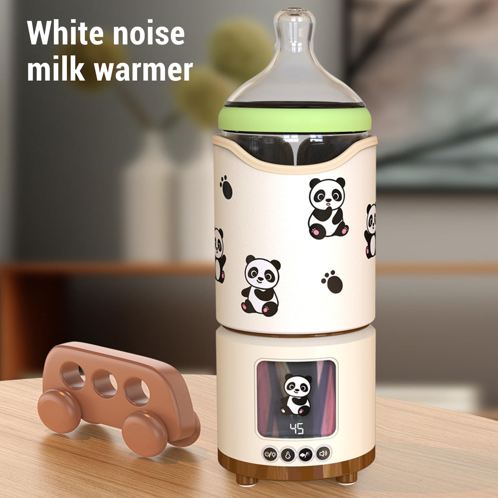 Asixxsix Scaldabiberon a Rumore Bianco, Scaldalatte Intelligente Multifunzionale a Temperatura Costante con Timer per Latte Materno e Biberon, Design Portatile per Uso Esterno (PANDA)