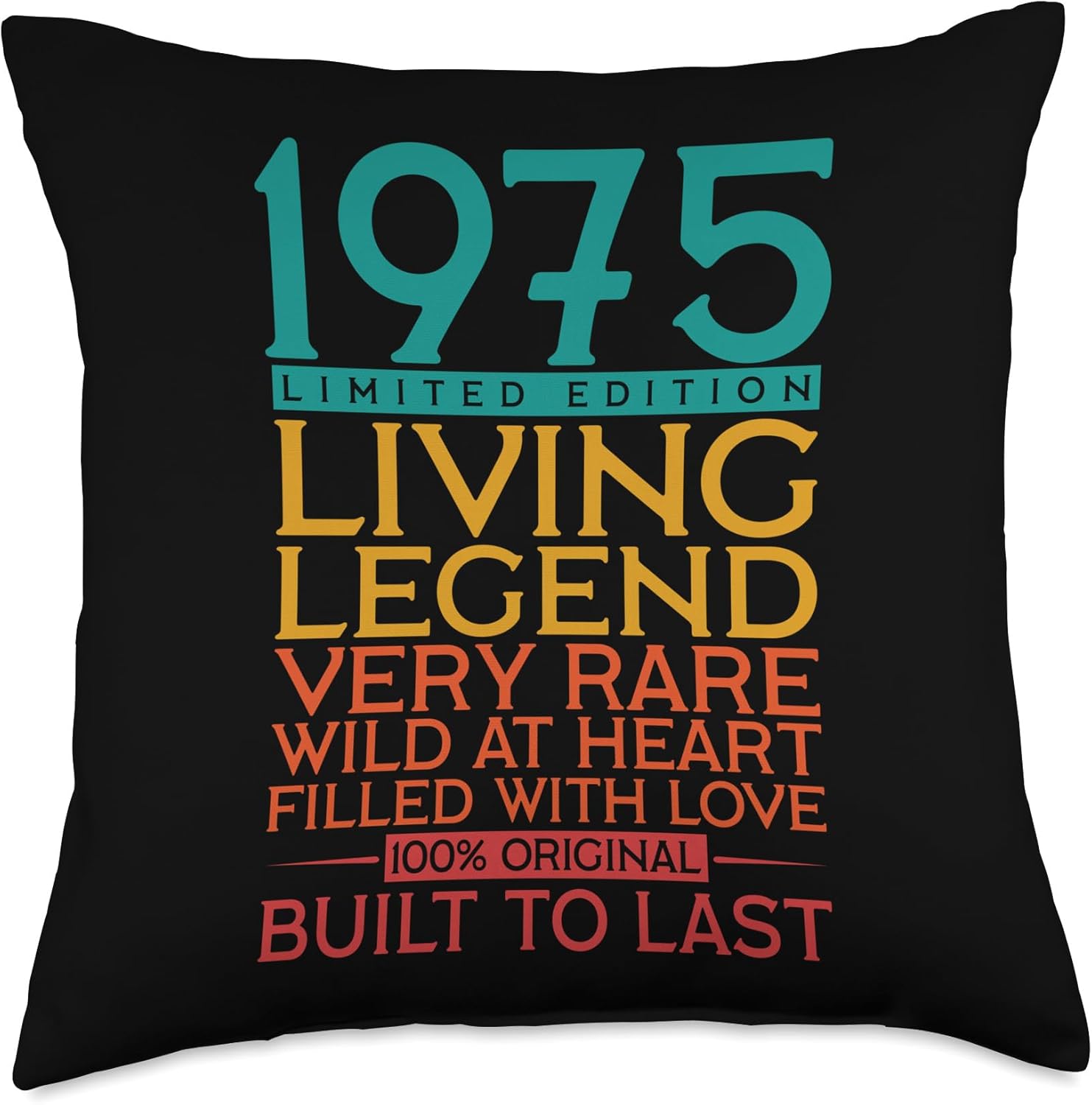 Born in 1975 Birthday Gifts Decoration Very Rar 47th Birthday Gift Living Legend 1975 Throw Pillow, 18x18, Multicolor