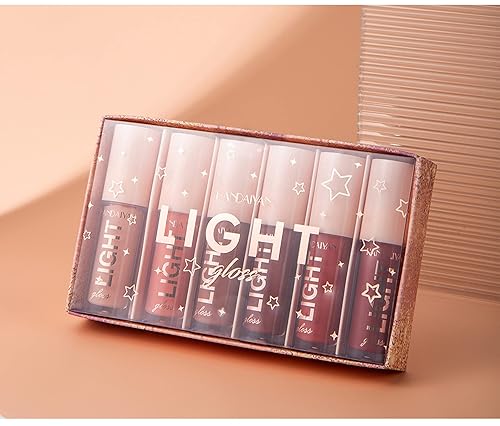 Miniatura 8 de MAEPEOR Juego de 6 brillo de labios brillante, brillo de labios hidratante suave, neutro, nude, nutritivo, brillante, (6 unidades, conjunto B)