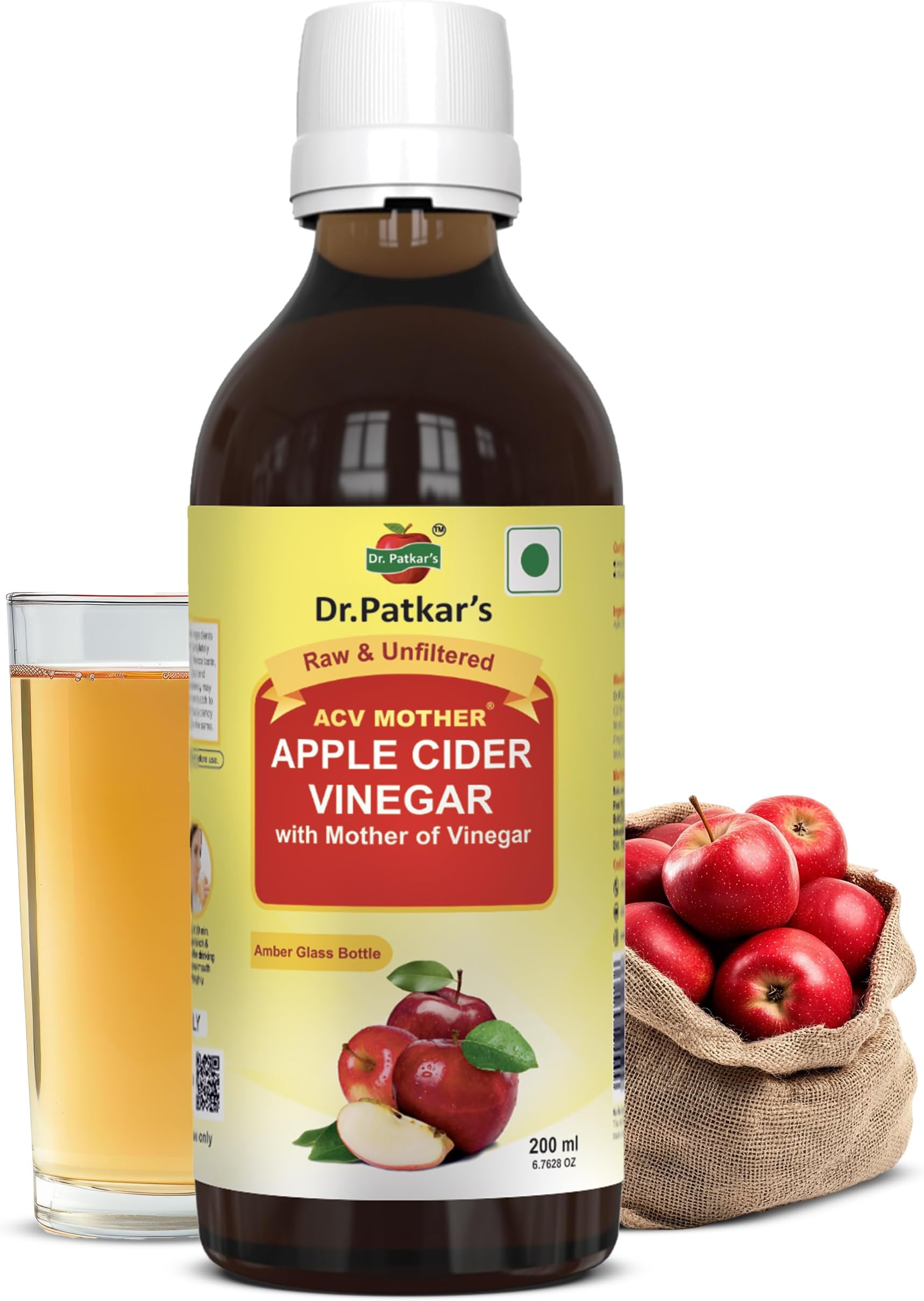 Apple Cider Vinegar With Mother 200 ml (6.76 OZ) By Dr. Patkar's