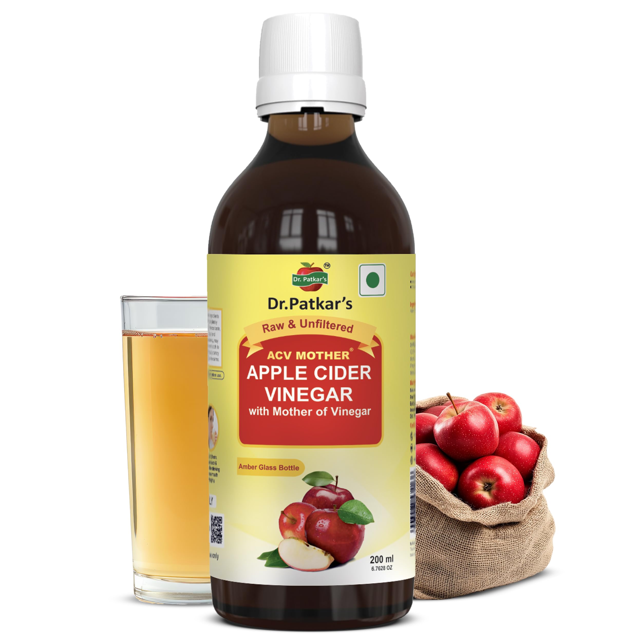 Apple Cider Vinegar With Mother 200 ml (6.76 OZ) By Dr. Patkar's
