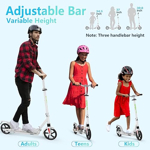 Miniatura 2 de RideVOLO Patinete plegable con cubierta ultra ancha, ruedas de poliuretano de 8 pulgadas, 3 alturas ajustables, sistema de suspensión, alta
