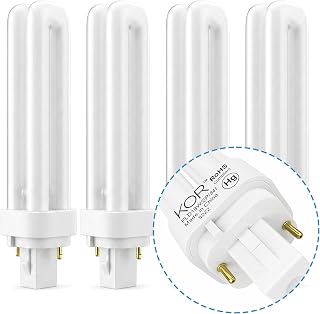 KOR 18W G24d-2 2-Pin CFL Double Tube Light Bulbs, 4100K, 4-Pack