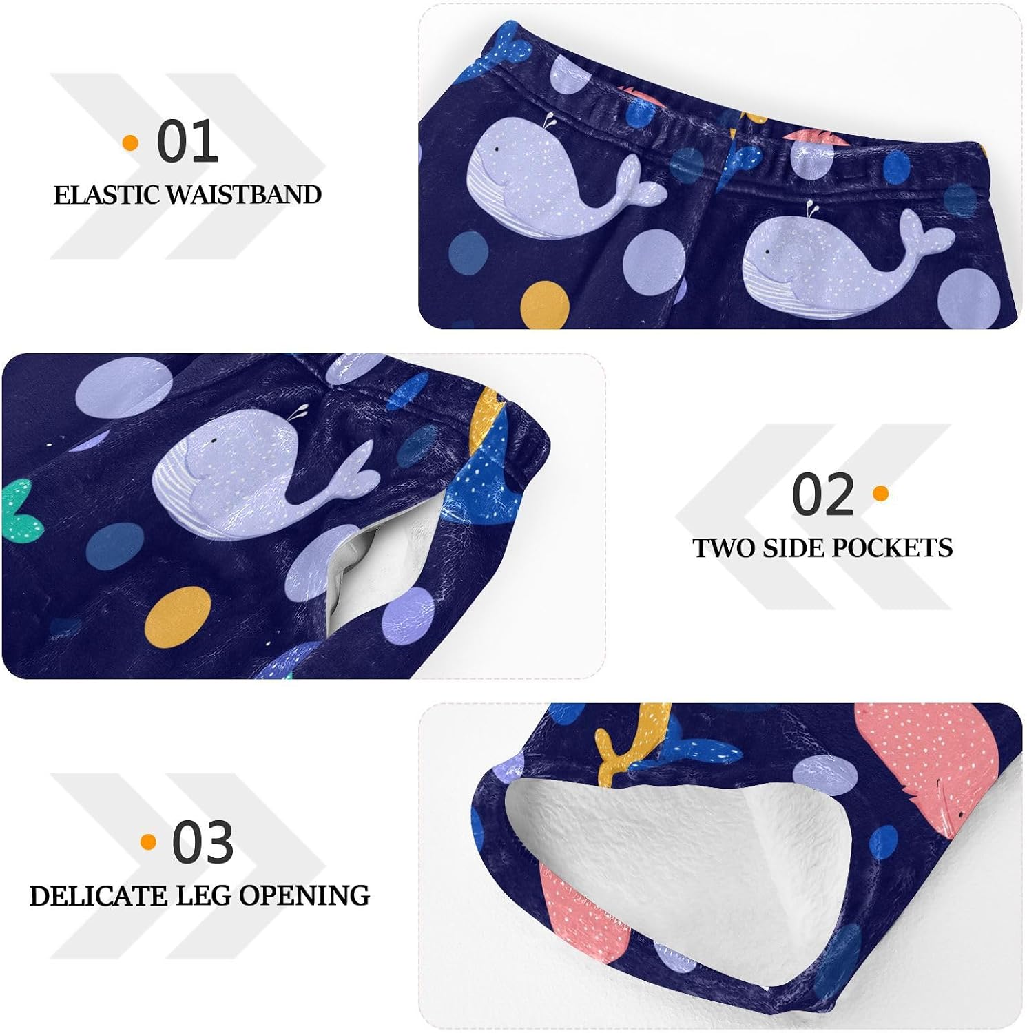 Whales Dolphin Dots Boys Pants for Kids Fleece Bottoms Long Jogger Pants Trousers with Pockets Size 6-14Y