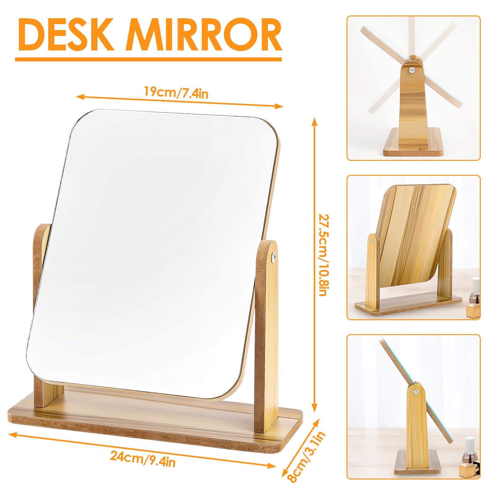 Coiffeuse Miroir Pivotant à 360°, Meuble Coiffeuse De Maquillage
