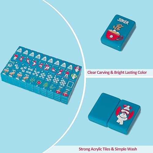 Miniatura 5 de American Mahjong - Juego de azulejos con bolsa de transporte y accesorios, 160 azulejos de Mahjong grabados en acrílico