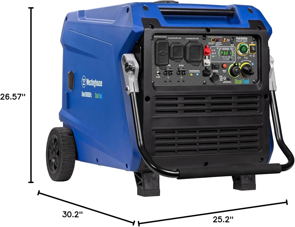 Westinghouse 11000 Peak Watt Dual Fuel Portable Inverter Generator, Remote Electric Start, Transfer Switch Ready, Gas and Propane Powered, Low THD - Safe for Electronics, Parallel Capable, CO Sensor