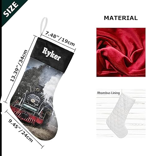 Miniatura 3 de Joyestore Calcetines de Navidad personalizados para transporte de tren, calcetines colgantes de chimenea con nombre personalizado para decoración de